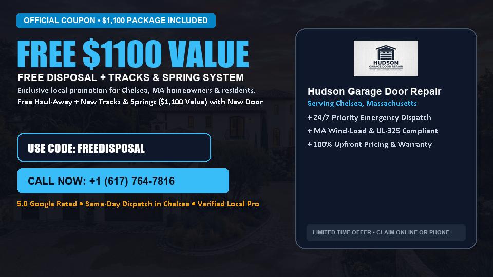 FREE Old Door Haul-Away & Heavy-Duty Tracks in Chelsea, MA - Hudson Garage Door Repair