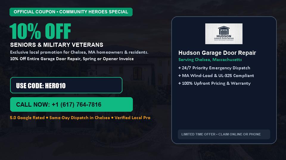 10% OFF Senior, Military & First Responder Discount in Chelsea, MA - Hudson Garage Door Repair